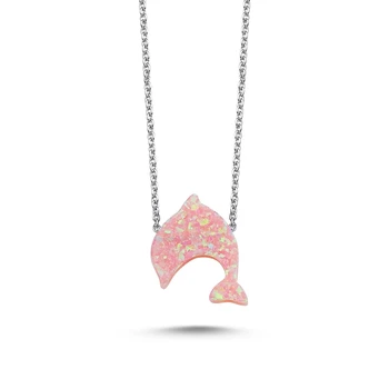 

Merve Gümüş'ten 925 Sterling Pink Opal Dolphin Fish Necklace