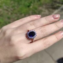 Anillo de princesa de circón azul transparente para mujer, joya de compromiso para fiesta, joyería exquisita, decoración para novia