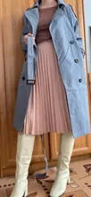 Outerwear Trench-Coat Spring Long-Double-Breasted-Belt Oversize-Quality Khaki Autumn