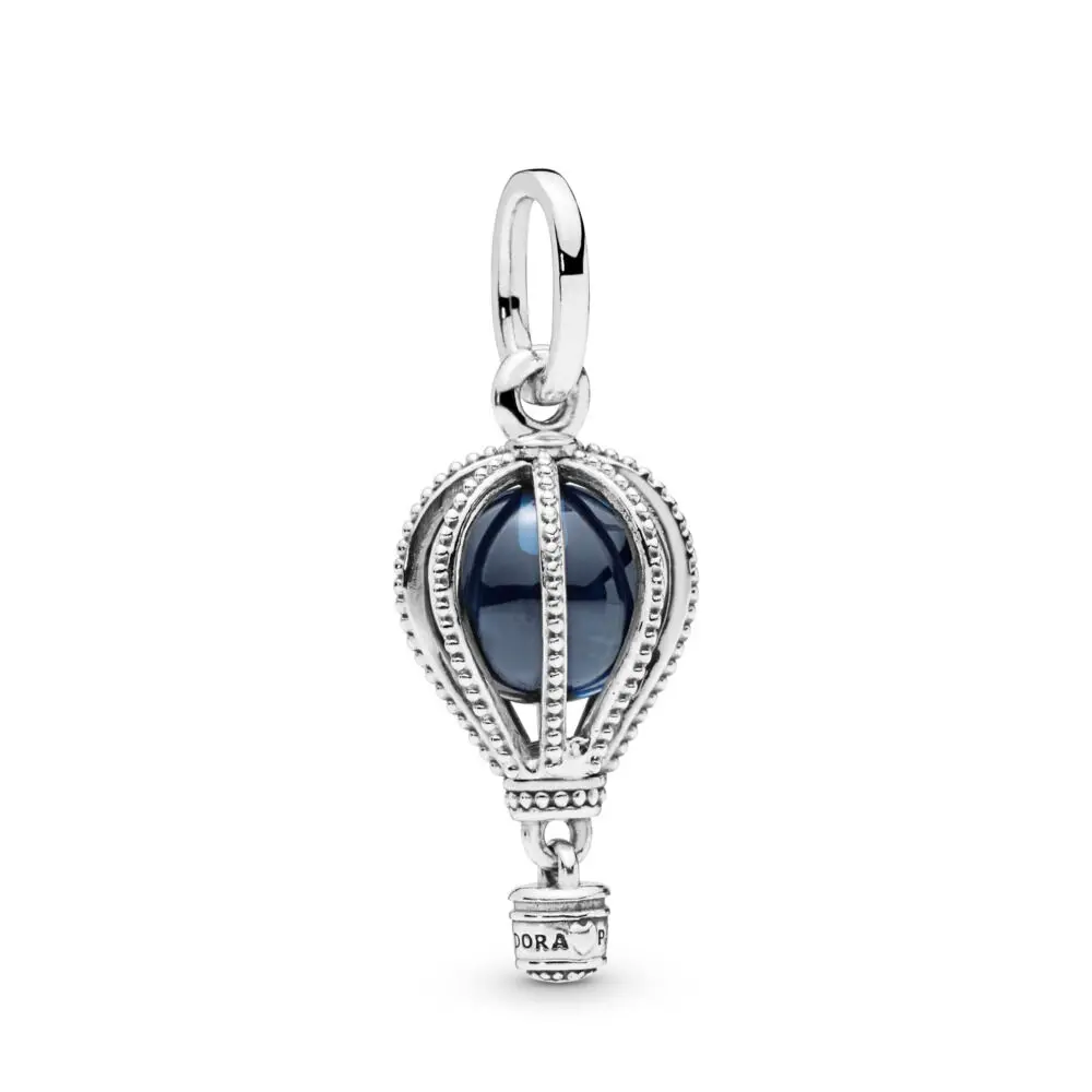 

100% 925 Sterling Silver Blue Hot Air Balloon Pendant Fit Original Charm Beads for Pandora Bracelet Jewelry Making