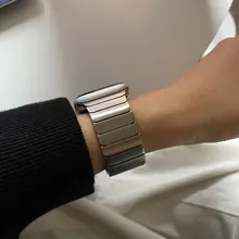 Correa de lujo para Apple watch, banda de 44mm y 40mm para iWatch de 38mm y 42mm, pulsera de reloj de acero inoxidable para Apple watch 5 6 se 3 4