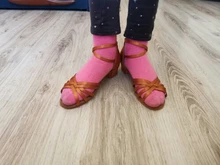 Zapatos de salón tango salsa Latino para niñas, zapatos de tacón bajo, 20 colores