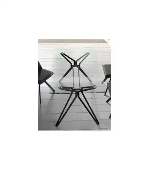 

Clear glass rectangular fixed table
