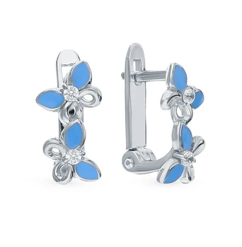 

Silver earrings with cubic zirconia and sunlight enamel sample 925 test