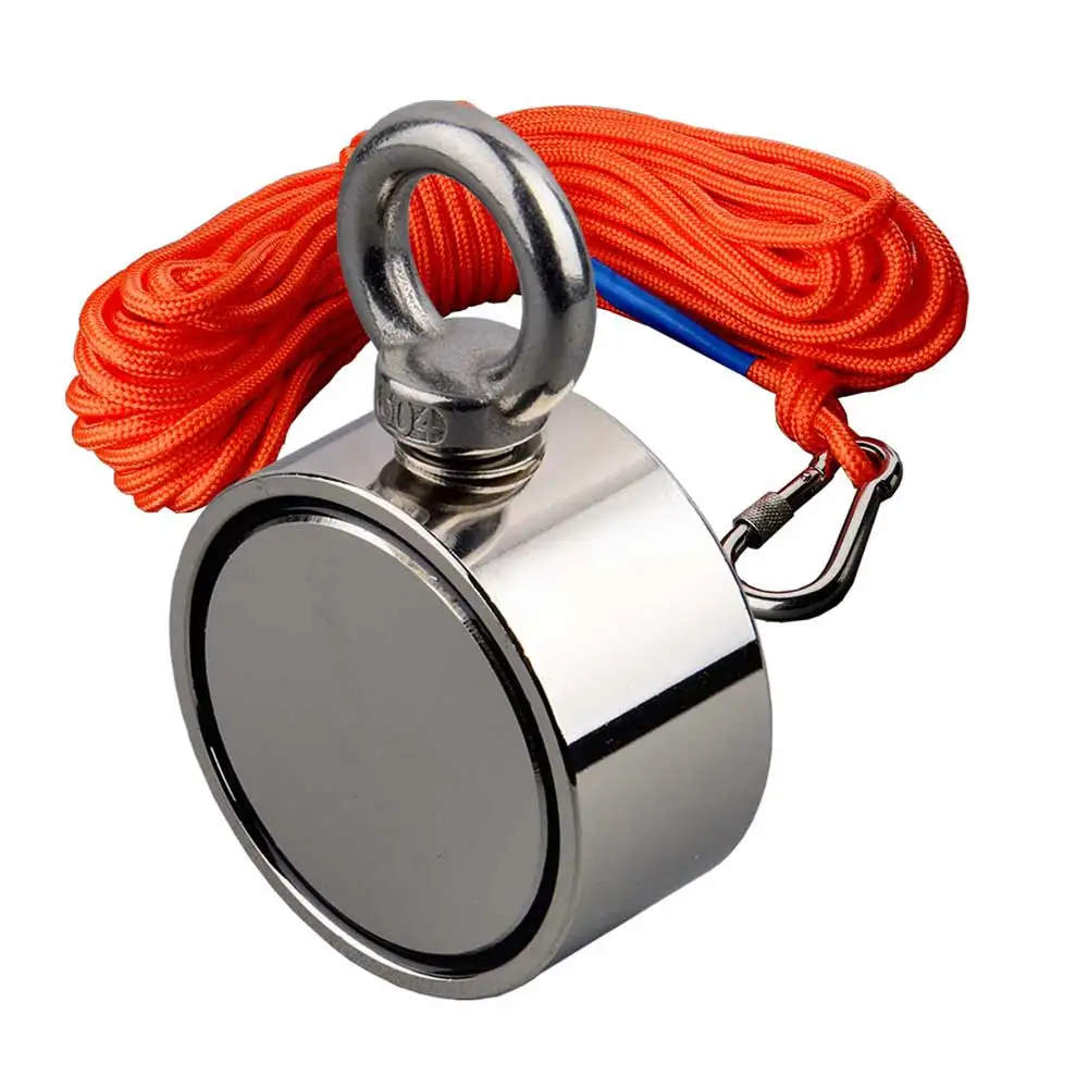 120KG 2 Two Sided Salvage Magnet Set N52 Magnets Strong Searching Magnetic Fishing Detecting Rope