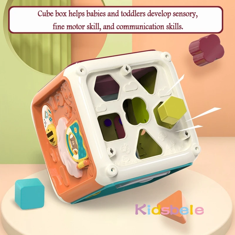 Musical Activity Cube Toys For Toddlers Baby 0-18 Months Educational Learning Toys Newborn Gifts Shape Sorter Multifunction Toys 5