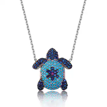 

925 sterling Silver Blue Turtle Lady Necklace