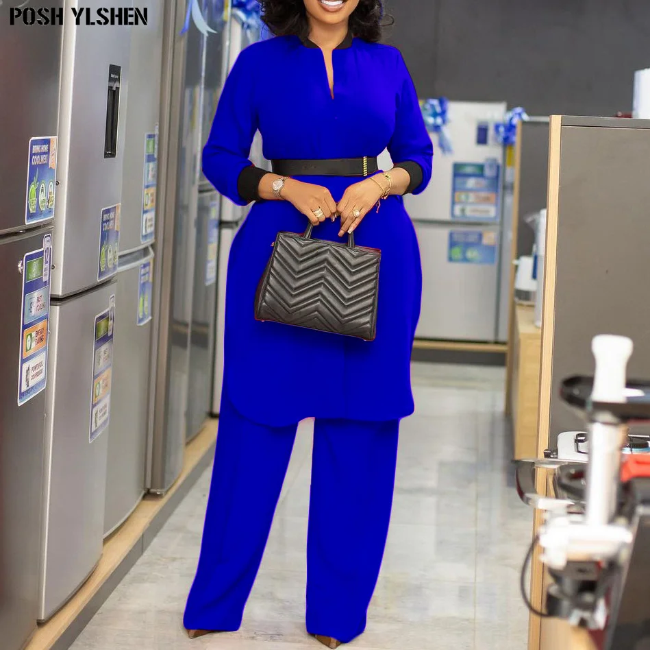 Two Piece Set Women Tracksuit Summer Clothes African Dresses for Women Casual Party Long Dress Tops Wide Leg Pants Suits Outfits