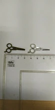 10 Uds. De colgantes de adorno con forma de tijeras hechas a mano, 2 colores, 16X33mm, decoración Vintage para joyería DIY