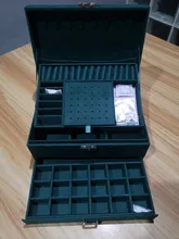 WE New-estuche de 3 capas con broche verde para mujer, organizador de joyería, anillo grande, collar, soporte de maquillaje, caja de joyería de terciopelo con cerradura