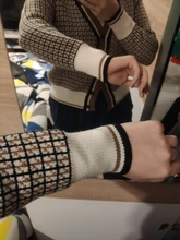 Oversize Cardigans Sweaters Checkered Plaid Colorfaith Fashionable Womens Spring Knitting