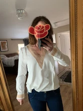 Blusa holgada De Chifón con manga larga para verano, camisa bordada con cuello en V para Mujer, 2021, 13366