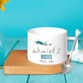 

Personalized Professional Stewardess Wood Altlıklı Ceramic Cup-1