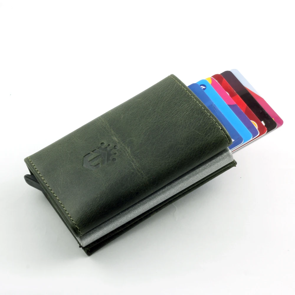 Smart Wallet Business Card Holder Real Cow Leather Handmade Smart Automatic Card Holder Men Gift