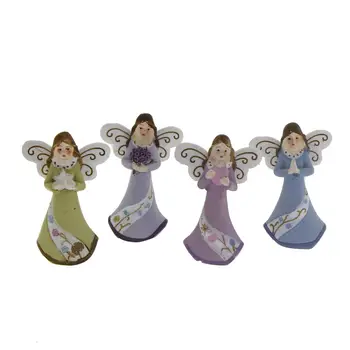 

4 Piece Handmade and Painted Little Angel Trinket Resin Decor