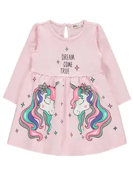 

New Season Trend Knit Set 2 Rope Long Sleeve Crew Neck Printed Civil to Girls Dress for Girls Ages