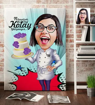 

Personalized Women 'S Master Chef Cartoon Canvas Table (70x100 cm.) 2