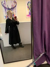 Summer Dresses Buttons V-Neck Lace-Up Oversize Colorfaith Women Spring Vintage Casual