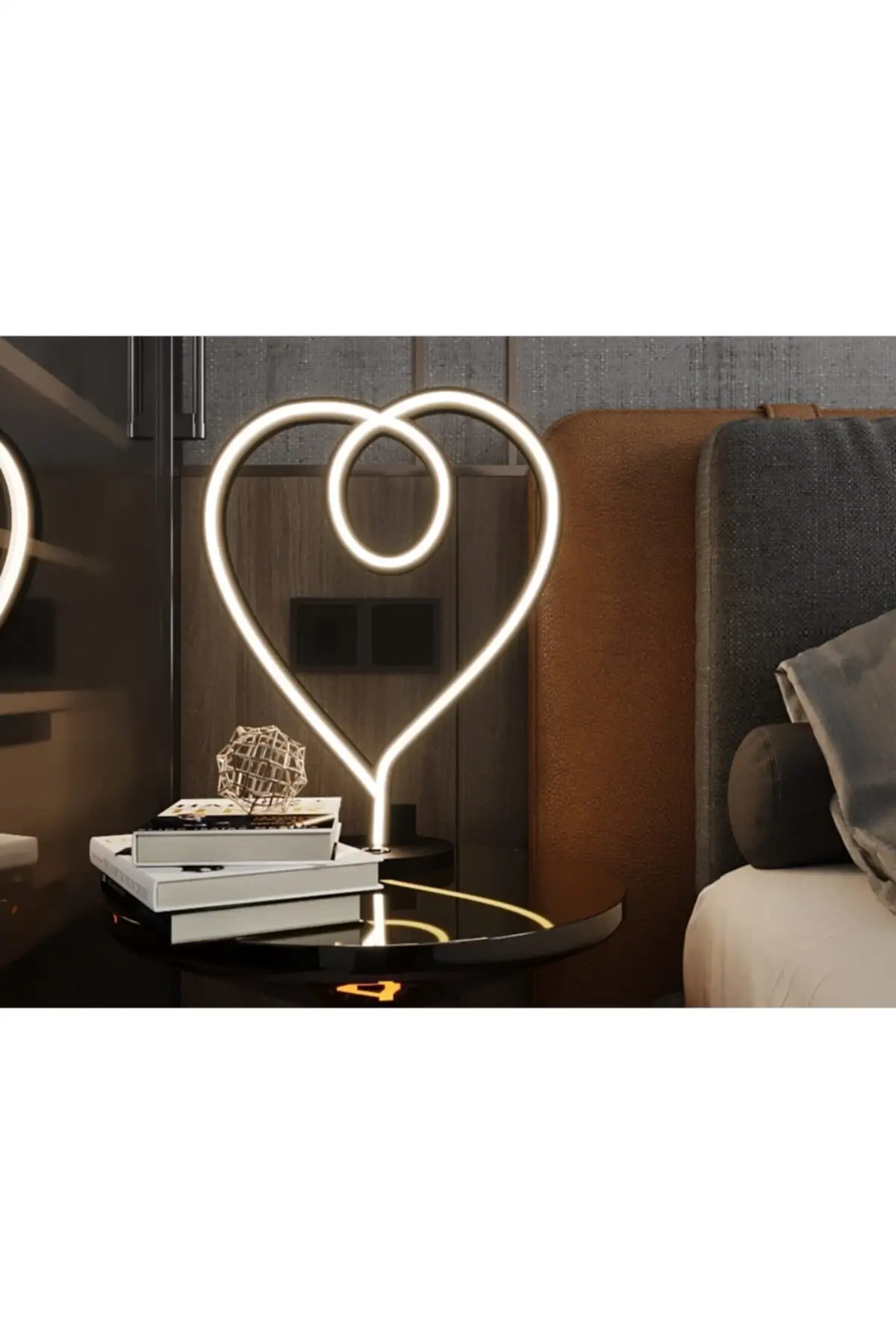 

LED Lambader - Kedi, Kalp, Sonsuzluk, Sol Anahtarı-Dekoratif LED Modern Lambader-Oturma Odası,Yatak odası için - Ahşap gövde