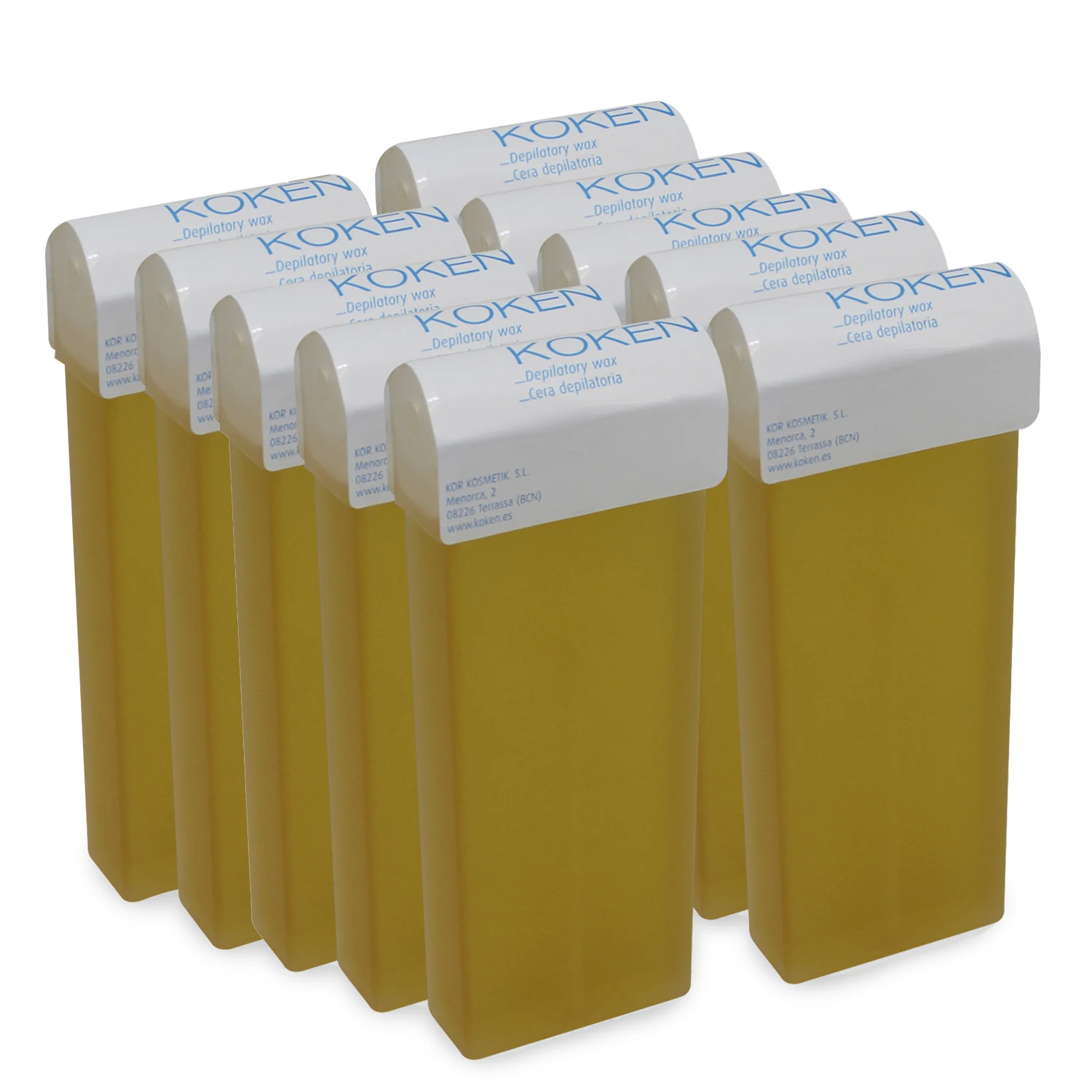 KOKEN - Cera Depilatoria Natural Roll-on 100ml-Pack 10 Cartuchos Cera Depilatoria Crema Depilación Caliente Piel Sensible Normal