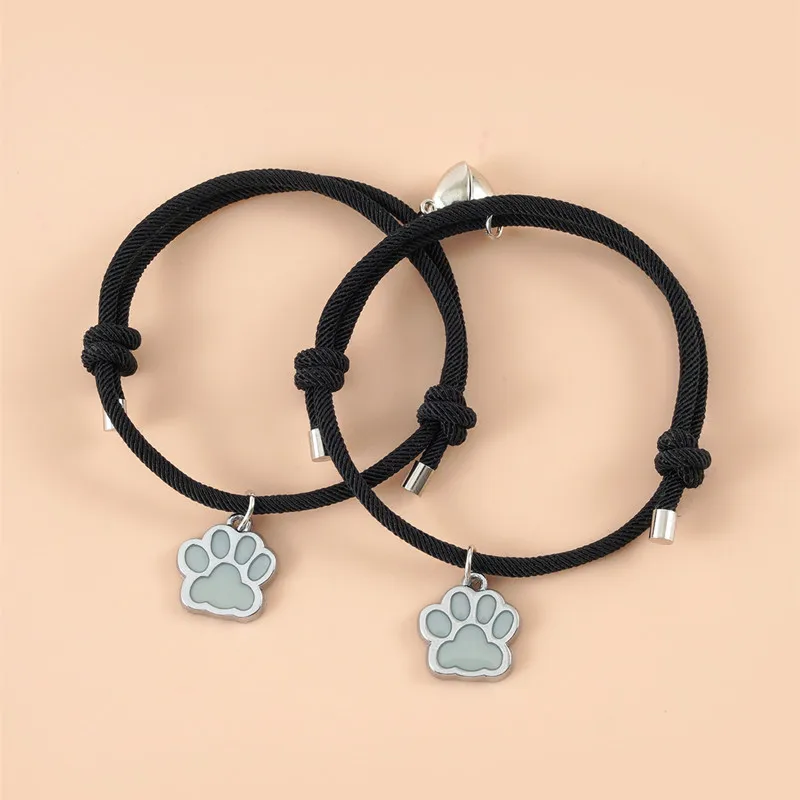 Bracelets Couple Aimantés Cœur DAKLOP (2 Pièces) - Design ECG, Réglables, Romantiques Pour Amoureux Ou Amis - 2