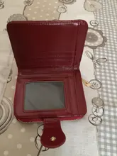 Cartera corta de PU para mujer, monedero pequeño rojo con cremallera y botón, monedero con bolsillo para monedas, gran oferta