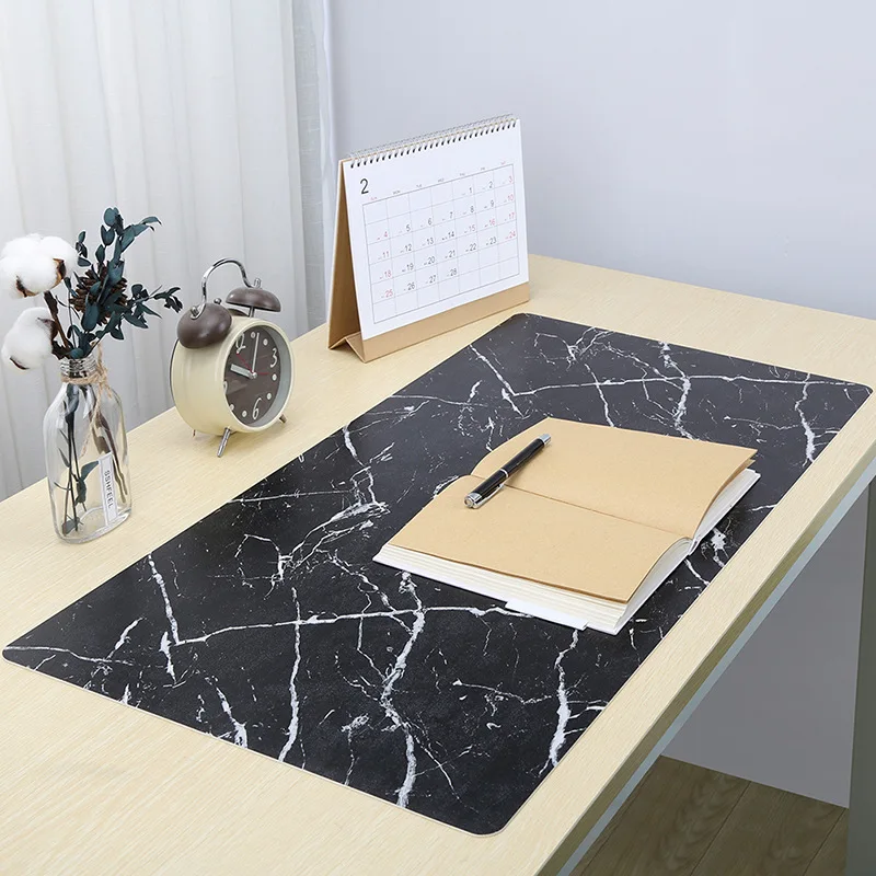 

Nordic fashion Marbled leather table mat Office large mouse pad Available on both sides Black and white placemat custom made