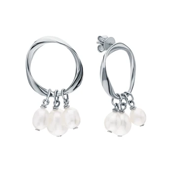 

Silver earrings with pearls cultured sunlight sample 925