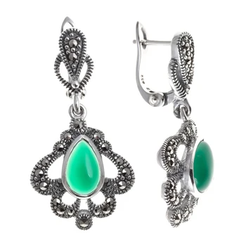 

Silver earrings with chrysoprase and Amazonite