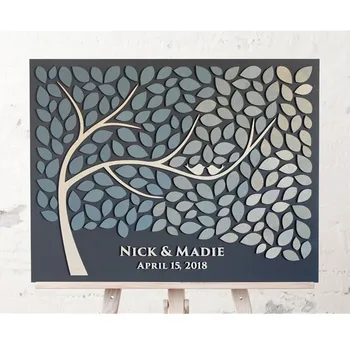 

Custom Modern 3D Wedding Guest Book Tree of Hearts Wedding Engagement Bridal shower Guestbook Wooden Tree of Life Wedding Gift
