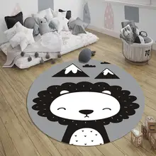 Серый, белый, черный Лев, животные нордека, 3d Рисунок, Нескользящие, с задней стороны, круглые ковры для детской комнаты