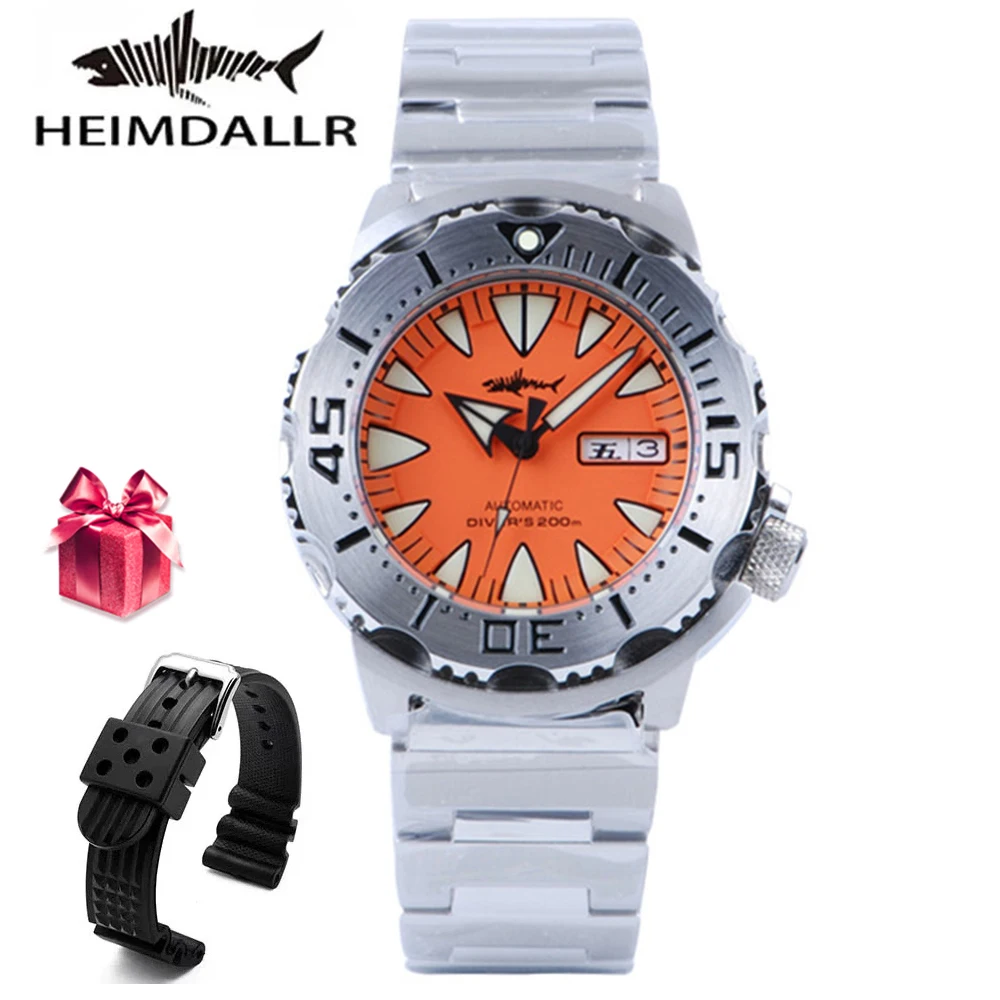 Винтажные мужские часы HEIMDALLR Monster Diver с сапфировым стеклом светящийся циферблат