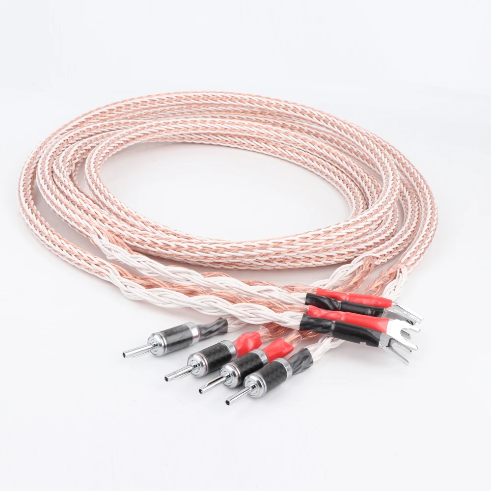 

Pair 12TC 24Cores Twist Speaker Cable OCC Copper Audiophile speaker cable HIFI Banana to spade loudspeaker cable