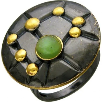 

Esthete ring with black silver Jade with gilding