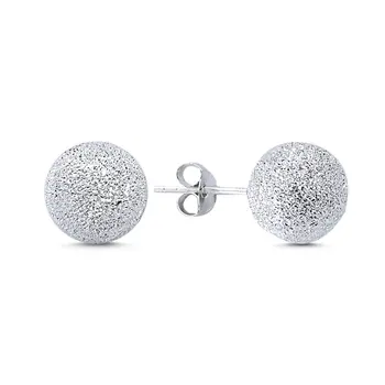 

Angemiel 925 Silver 10mm Laser Ball Earrings