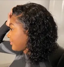 Bob Peluca de agua onda de encaje frente pelucas de cabello humano para las mujeres negras 13x4 peluca Frontal de encaje Pre arrancado brasileño de la onda profunda peluca Frontal