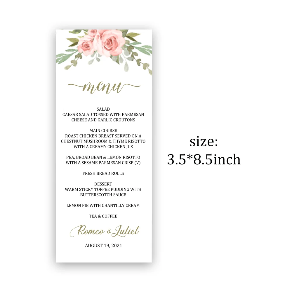 Delicate Wedding Menu Blush Floral Menu Cards Baptism Menu Blush Pink Floral Wedding Shower