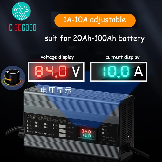 Chargeur de batterie 24 V / 230 V en métal bleu