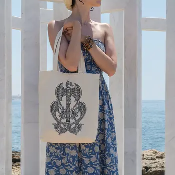 

Angemiel Bag Axe And Cobra Pattern Shopping Beach Tote Bag