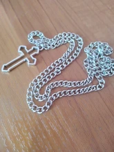 Collar con colgante gótico de Cruz hueca para hombre y mujer, collar de estilo callejero, Color plateado, regalo, joyería de cuello al por mayor