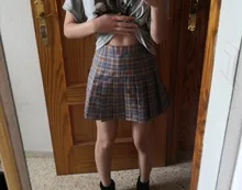 Falda plisada de tartán de cintura alta elástica para mujer, minifalda delgada de color rojo, para Otoño y verano, 2021