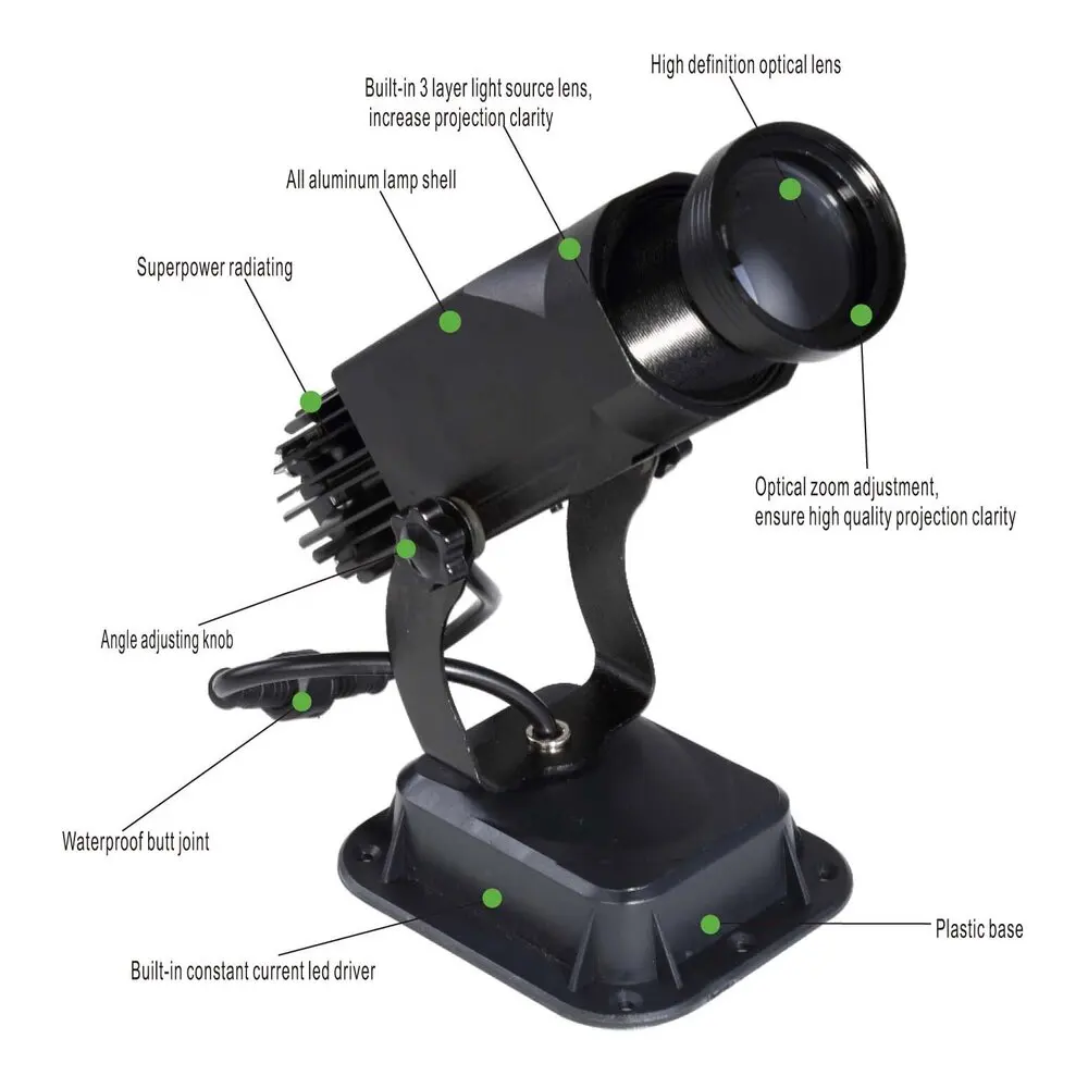 Gobo Logo Projector- Projection Light- 30 Watt Static Motionless