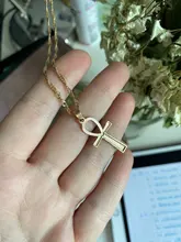 Collar sencillo con colgante de Cruz egipcia para mujer, gargantilla de aleación de Zinc, Estilo Vintage europeo, Color plateado