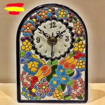 

Watch ceramic floor 13cm. -5.1in-standing clock-table-glazed hand-made in Spain-home and decoration-