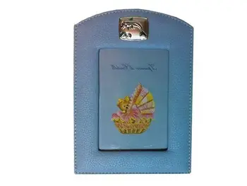 

Blue felt CERDELLI frame with silver plate with DELFIN