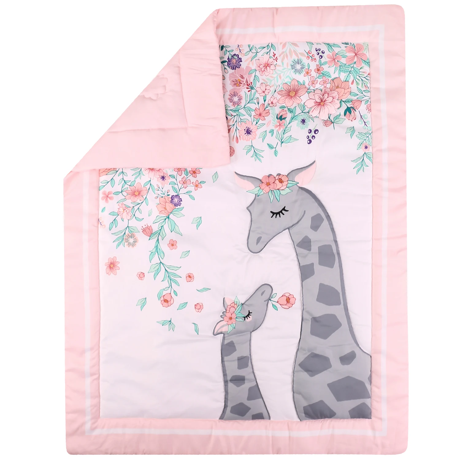 Pink Giraffe Crib Bedding Set 2