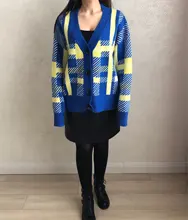 Sweaters Cardigans Checkered Plaid Colorfaith Korean Fashionable Women's Knitwears Buttons