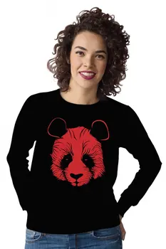 

Angemiel Wear Pink Calm Panda Gray Women Black Sweatshirt