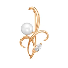 Серебряная брошь с фианитом Красная пресня 13310991