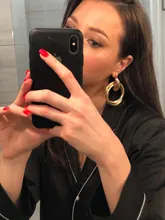 Drop-Earrings Jewelry Geometry Oversized Wedding-Pendientes Flashbuy Women Hollow Round